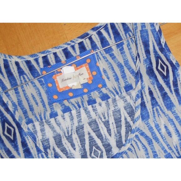 Anthropologie Meadow Rue Merlin Blue White Boho Print TUNIC TANK TOP XS - Picture 5 of 8